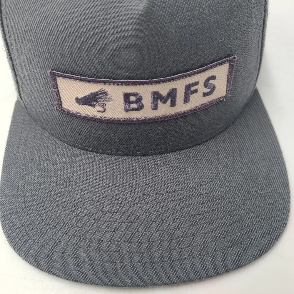 Fly Fishing Hat Snapback Gray Yupoong Wool Blend BMFS Bob Mitchells Fly Shop Men
